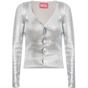 Diesel, Dames, Truien, Grijs, Maat: XS Leer,