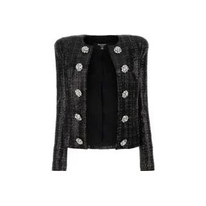 Balmain Zwarte tweed blazer - Klassiek model , Black , Dames , Maat: M