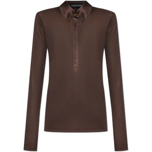 Tom Ford, Dames, Blouses & Shirts, Bruin, Maat: XS Zijde,