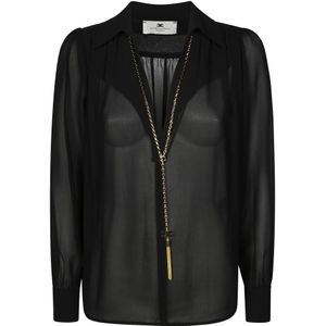 Elisabetta Franchi, Dames, Blouses & Shirts, Zwart, Maat: S