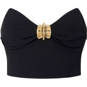 Elisabetta Franchi, Dames, Tops, Zwart, Maat: M Poliester,