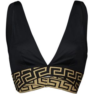 Versace Bikini Top met Greca Rand , Black , Dames , Maat: M