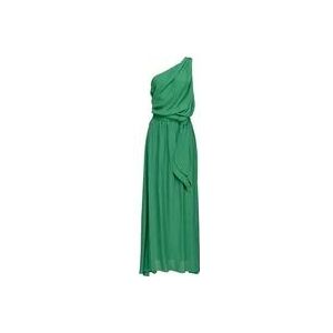 Pinko Groene one-shoulder gedrapeerde jurk , Green , Dames , Maat: S