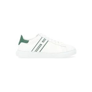 Hogan Witte en Groene Leren Sneaker H365 , White , Heren , Maat: 41 EU