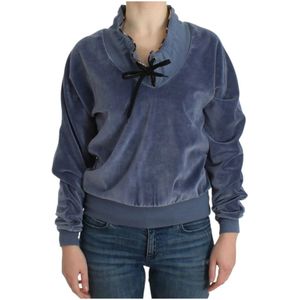 Roberto Cavalli, Dames, Sweatshirts & Hoodies, Blauw, Maat: S Katoen,