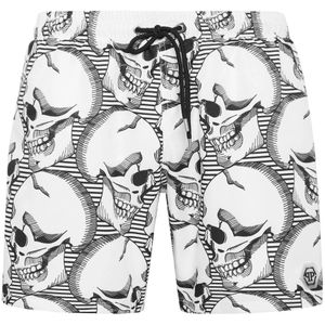 Philipp Plein, Heren, Badkleding, Wit, Maat: 3XL Poliester,