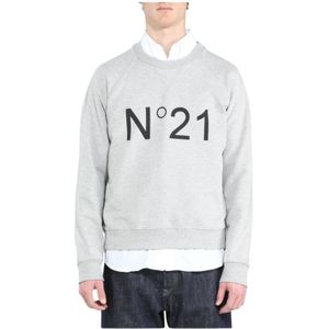 N21, Heren, Sweatshirts & Hoodies, Grijs, Maat: S Katoen,