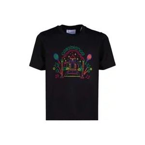 Casablanca Regenboogkrijt Tempel T-shirt , Black , Heren , Maat: L