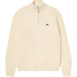 Lacoste - V-hals Trui - Beige - Gekaarde Wol - Heren
