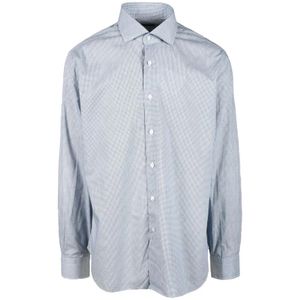 Barba Napoli, Heren, Overhemden, Blauw, Maat: S Katoen,