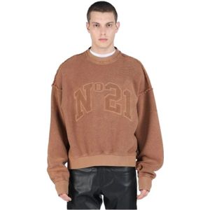 N21, Heren, Truien, Bruin, Maat: M Katoen,