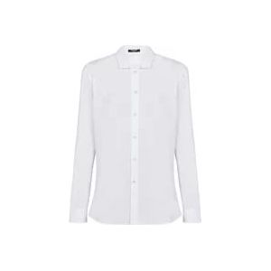 Balmain Katoenen overhemd met knopen bedekt met satijn. , White , Heren , Maat: L