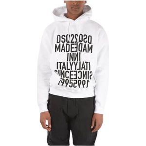 Dsquared2, Heren, Sweatshirts & Hoodies, Wit, Maat: XL Katoen,