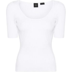 Pinko - Rondgebreide Trui - Bianco - 66% Viscose - 34% Polyamide