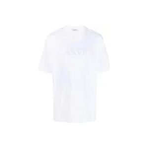 Lanvin Klassiek Geborduurd T-Shirt in Optic White , White , Heren , Maat: S