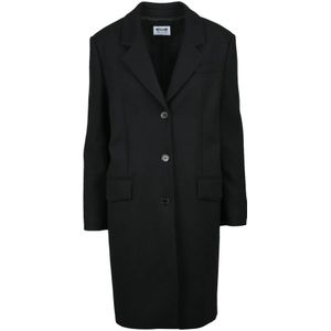 Moschino, Dames, Mantels, Zwart, Maat: 2XS Wol,