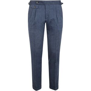 Barba Napoli, Heren, Broeken, Blauw, Maat: M Linnen,