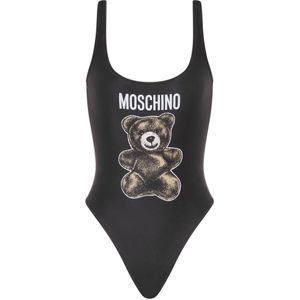 Moschino, Dames, Badkleding, Zwart, Maat: S Poliester,