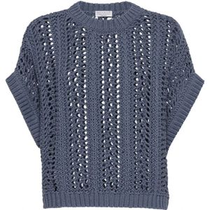 Brunello Cucinelli, Dames, Truien, Blauw, Maat: S