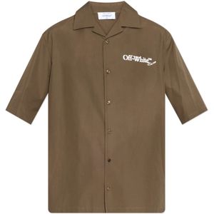 Off White, Heren, Overhemden, Groen, Maat: M Katoen,