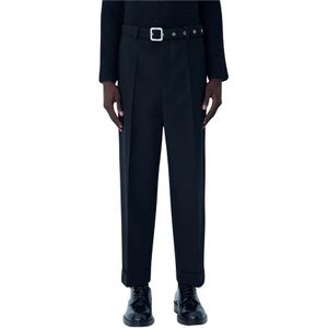 Jil Sander, Heren, Broeken, Zwart, Maat: M Wol,
