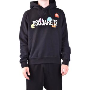 Dsquared2, Heren, Sweatshirts & Hoodies, Zwart, Maat: S Katoen,