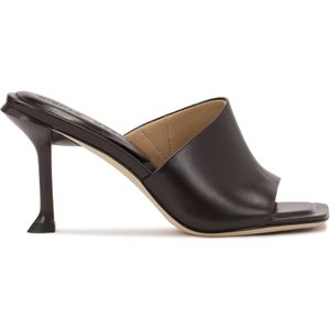 Kazar Studio - Donkerbruine flip-flops - Dames - Leer - Met Cuphak