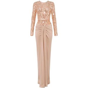 Elisabetta Franchi, Dames, Jurken, Beige, Maat: L Jersey,