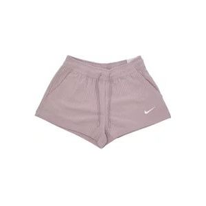 Nike Hoog getailleerde geribbelde jersey shorts , Gray , Dames , Maat: L