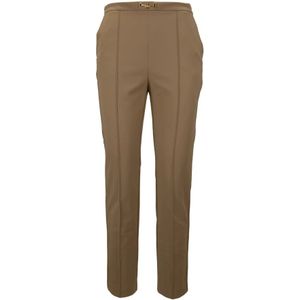 Elisabetta Franchi, Dames, Broeken, Bruin, Maat: XL Polyamide,