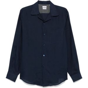 Brunello Cucinelli, Heren, Overhemden, Blauw, Maat: L Linnen,