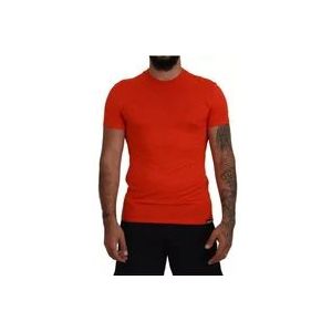 Dsquared2 Oranje Crewneck T-Shirt Regular Fit , Orange , Heren , Maat: M
