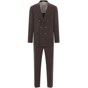 Brunello Cucinelli, Heren, Pakken, Bruin, Maat: L Linnen,