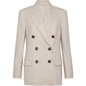 Brunello Cucinelli, Dames, Jassen, Bruin, Maat: 2XS Zijde,