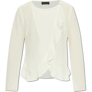 Emporio Armani, Dames, Blouses & Shirts, Wit, Maat: S Poliester,