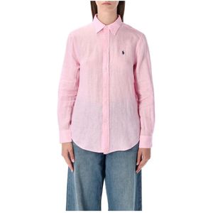 Polo Ralph Lauren, Dames, Blouses & Shirts, Roze, Maat: M Linnen,