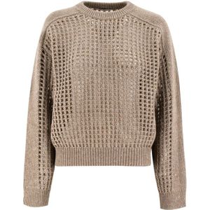Brunello Cucinelli, Dames, Truien, Bruin, Maat: L Wol,