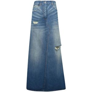 MM6 Maison Margiela - Faded Lange Rok - Blauw - Denim