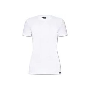 Dsquared2 T-shirt met logo , White , Dames , Maat: XL