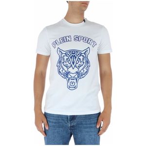 Plein Sport, Heren, Tops, Wit, Maat: M Katoen,