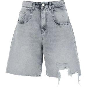 Icon Denim - Bermuda Shorts - Grijs - Denim - Gescheurde Details