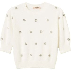 Twinset - Angora Bloemen Trui - Wit - Dames