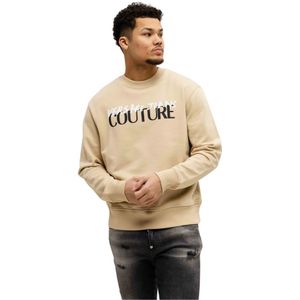 Versace Jeans Couture, Heren, Sweatshirts & Hoodies, Beige, Maat: S Katoen,