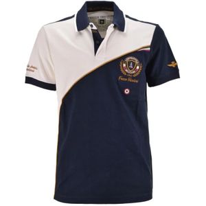 Aeronautica Militare - Polo - Katoen Piqué - Korte Mouwen - Blauw