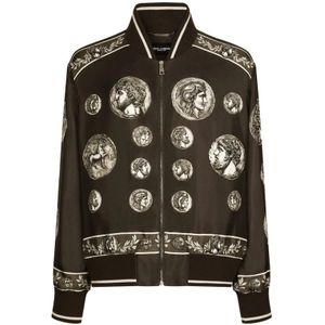 Dolce & Gabbana, Heren, Jassen, Zwart, Maat: XS Zijde,