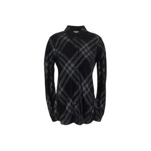 Burberry Geruite Viscose Shirt , Black , Dames , Maat: 2XS