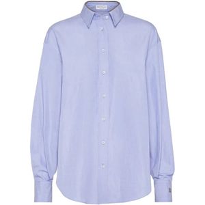 Brunello Cucinelli, Dames, Blouses & Shirts, Blauw, Maat: S Katoen,