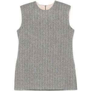 Carven, Dames, Tops, Grijs, Maat: XS Leer,
