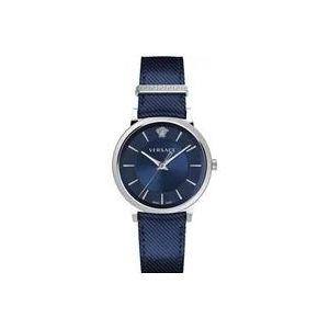 Versace Blauwe wijzerplaat cirkel horloge , Gray , Heren , Maat: ONE Size