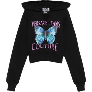 Versace Jeans Couture, Dames, Sweatshirts & Hoodies, Zwart, Maat: S Katoen,